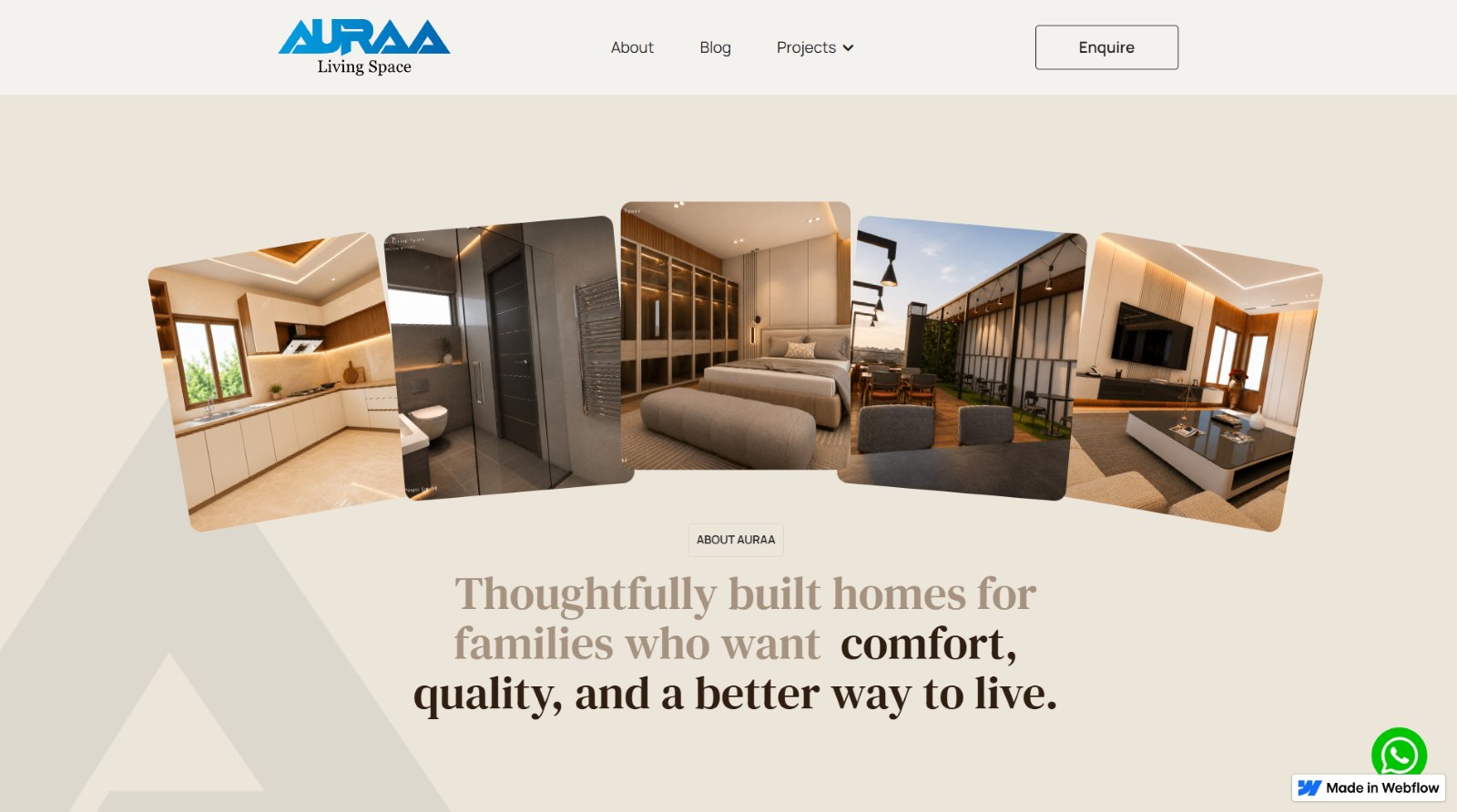 Auraa Living Space - thoughtfully built homes section