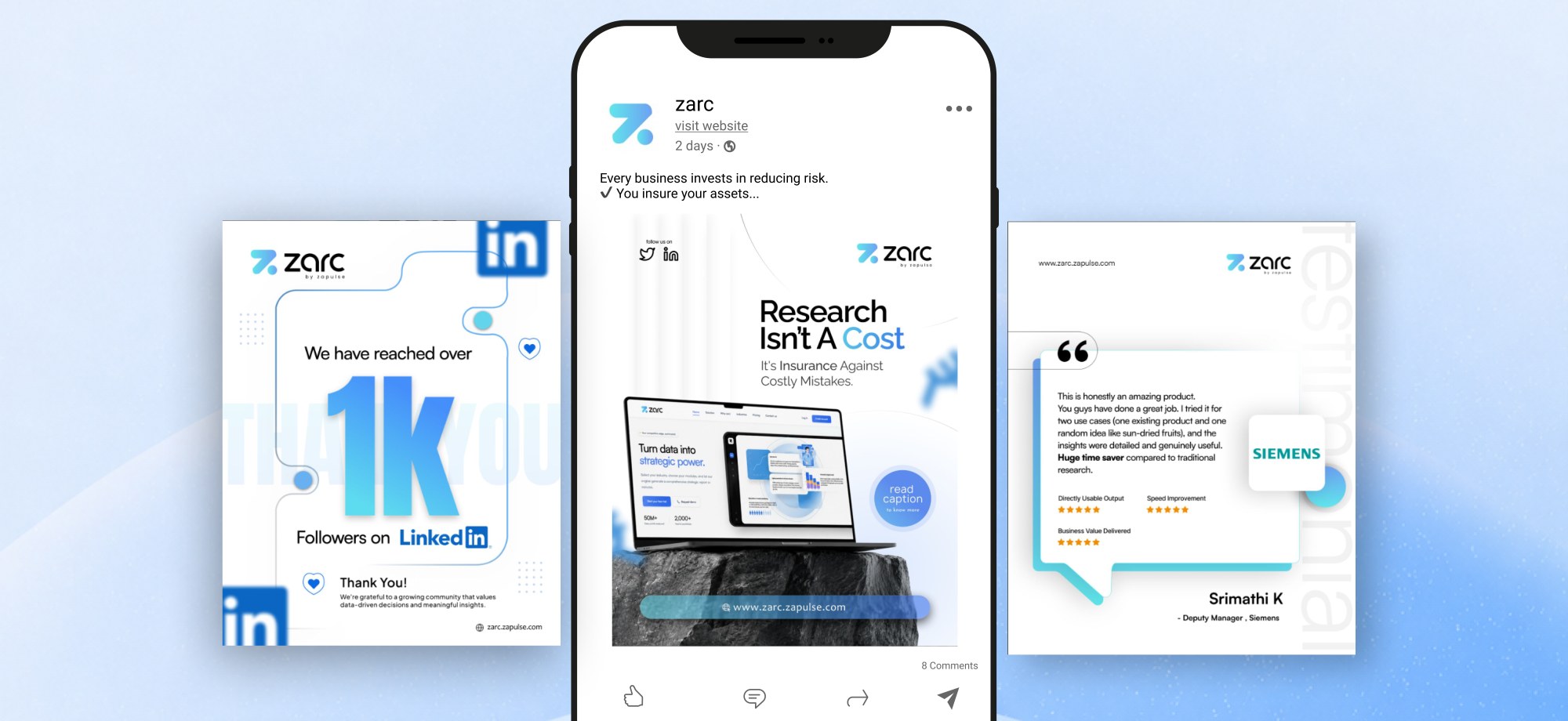 ZARC - social media and LinkedIn creatives