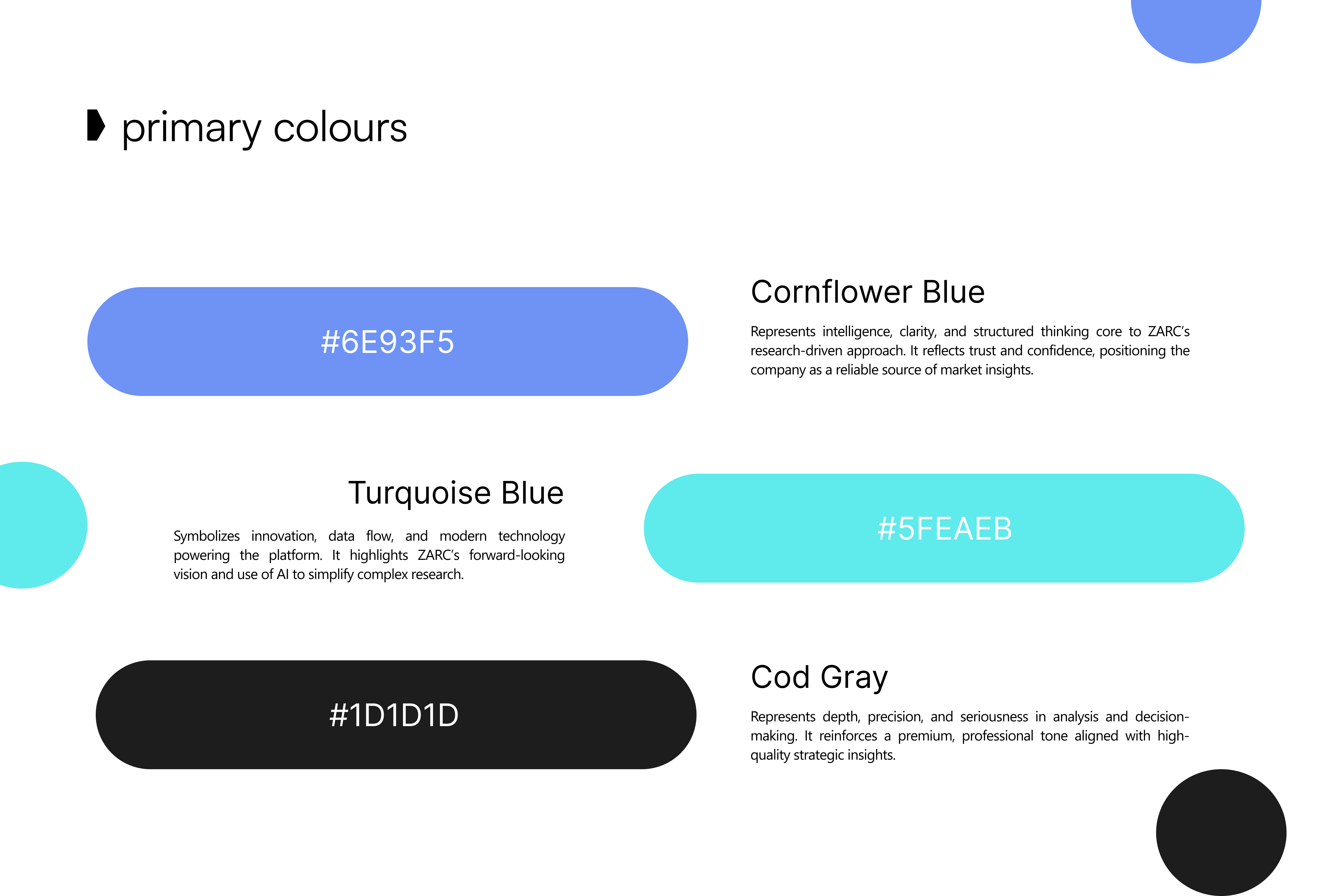 ZARC brand - primary colours