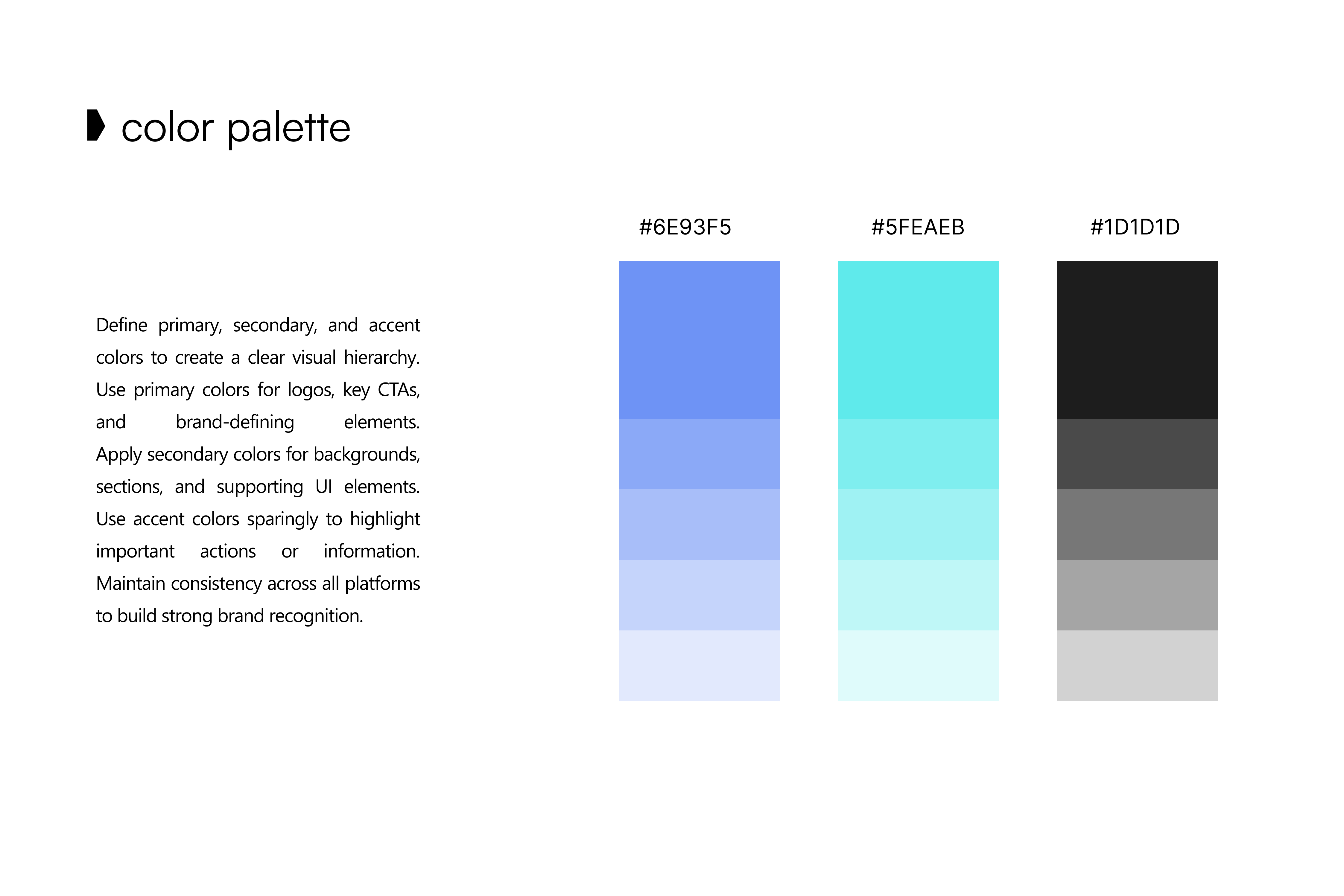 ZARC brand - colour palette