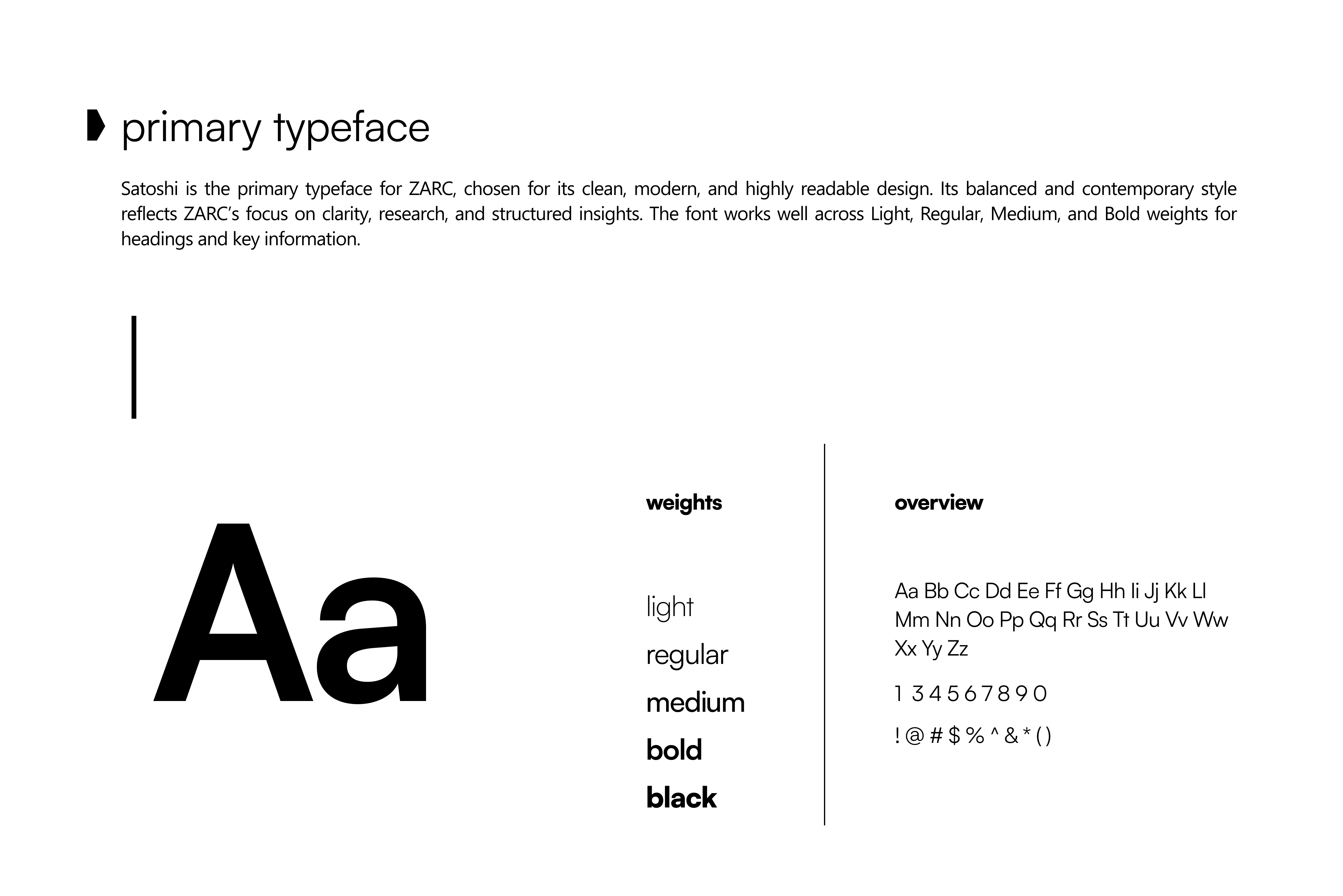 ZARC brand - primary typeface